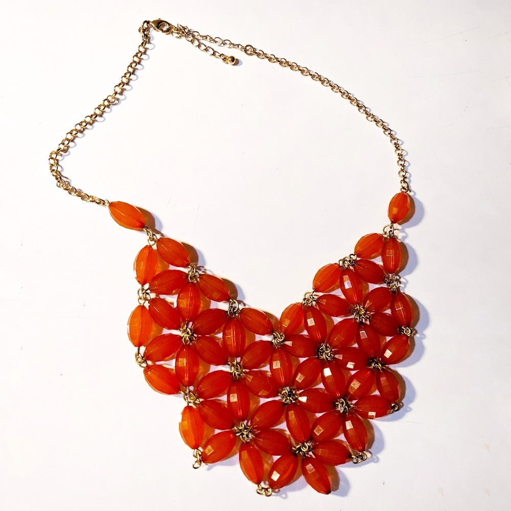 Orange statement necklace sacred geometry